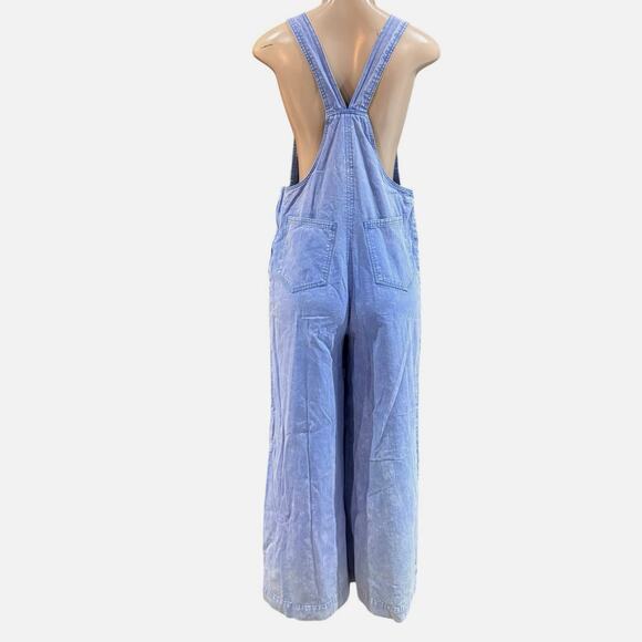 &Merci Women's Wide Leg Long Overalls Carpenter Cottage sz Small Light Blue Wash - Picture 3 of 13